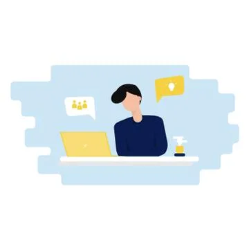 Remote Working Man Stock Illustration