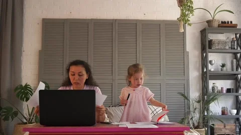 The Remote Working Mother. Online chat. Telecommuting Stock Footage 132847653
