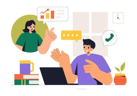 Remote Working Setup Vector Illustration of a Balanced Work Life Environmen.. Stock Illustration