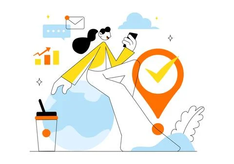 Remote Working Setup Vector Illustration Featuring a Balanced Work Life Env.. 스톡 일러스트