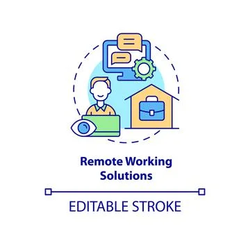 Remote working solutions concept icon Stock Illustration