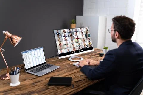 Remote Working Task. HR Video Call Foto stock