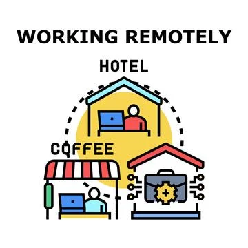 Remote working from various freelance locations concept Stock Illustration