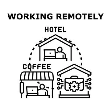 Remote working from various freelance locations concept Stock Illustration