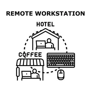 Remote workstation connecting people working from different locations Stock Illustration