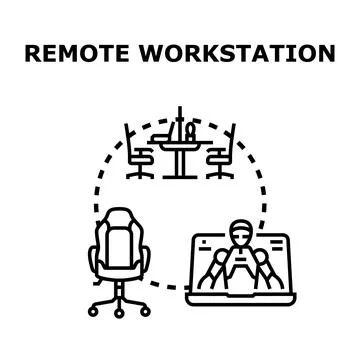 Remote workstation connecting virtual and physical team space Stock Illustration