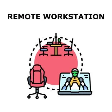 Remote workstation connecting virtual and physical team space Stock Illustration