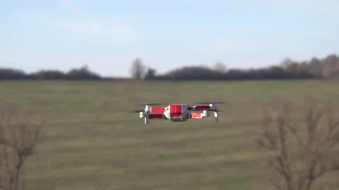 Remotely controlled drone with camera system in full operation Stock Footage 291979842