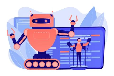 Remotely operated robots concept vector illustration. Stock Illustration
