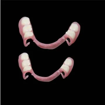 A removable denture in abstract style on light background. Tooth treatment co Stock Illustration