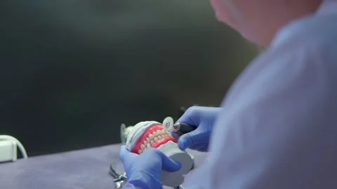 Removable Denture. Work of a dental technician. Stock Footage 304464278