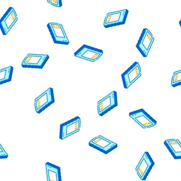Removable hard drive isometric icon seamless pattern Stock Illustration