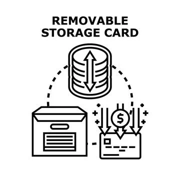 Removable storage card technology data exchange process Stock Illustration