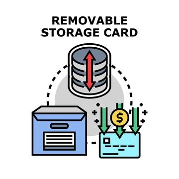Removable storage card technology data exchange process イラスト素材