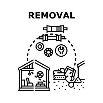 Removal concept icon illustrating different processes Stock Illustration