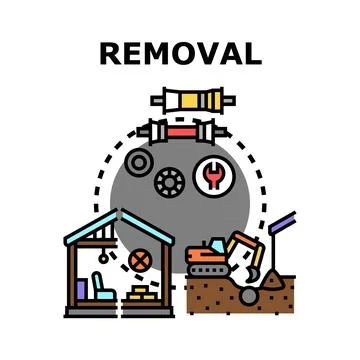 Removal concept icon illustrating different processes Stock Illustration