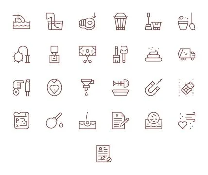 Removal Vector Icon Repository containing 25 Regular Line 64x64 PIXEL Perfe.. Stock Illustration