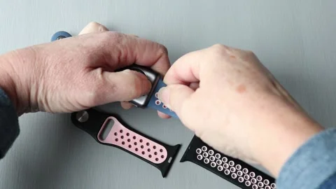 Remove and replace Apple Watch strap Video stock 146448658