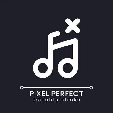 Remove audio track pixel perfect white linear ui icon for dark theme 스톡 일러스트