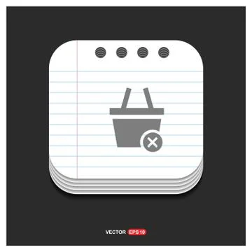 Remove from basket icon Gray icon on Notepad Style template Vector EPS 10 Fre Illustrazione stock