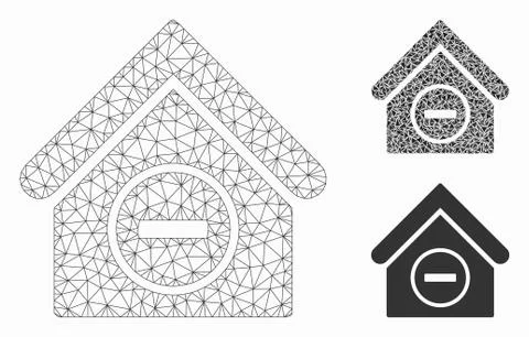 Remove Building Vector Mesh Wire Frame Model and Triangle Mosaic Icon Ilustración de archivo