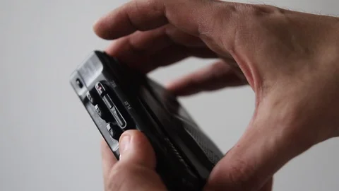 Remove the cassette from the cassette recorder Stock Footage 123524829