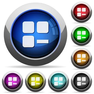 Remove component round glossy buttons Illustrazione stock