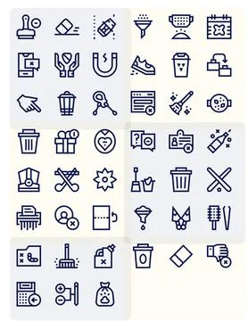 Remove Comprehensive Vector Bundle with 45 Editable Bold Line 64x64 Icons Stock Illustration