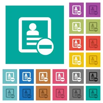 Remove contact square flat multi colored icons Stock Illustration