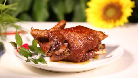 Remove cooked roast chicken and roast chicken (4) Stock Footage 202159754