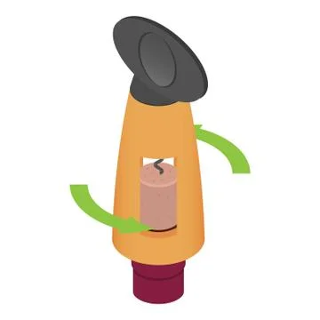 Remove cork from bottle icon, isometric style Stock Illustration