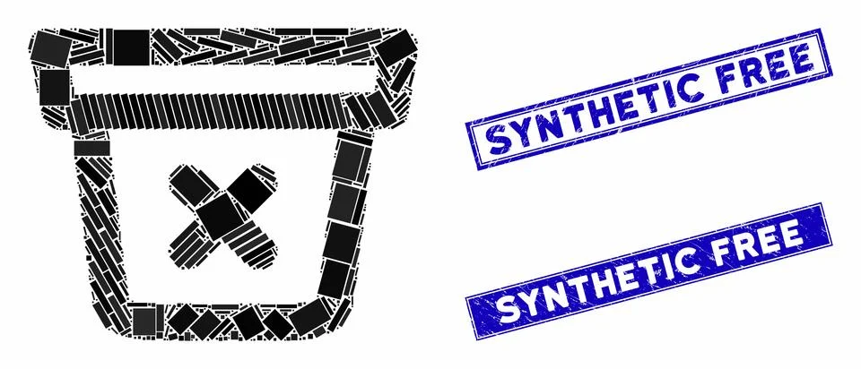 Remove Data Mosaic and Distress Rectangle Synthetic Free Stamp Seals Stock Illustration