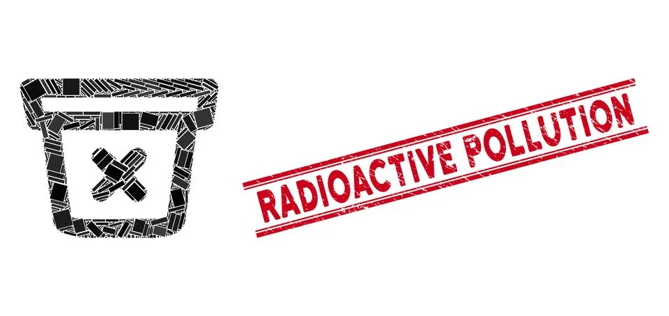 Remove Data Mosaic and Grunge Radioactive Pollution Seal with Lines Stock Illustration
