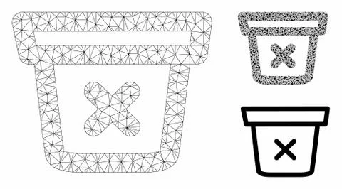 Remove Data Vector Mesh Carcass Model and Triangle Mosaic Icon Stock Illustration