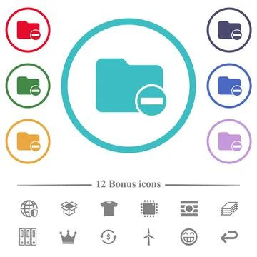 Remove directory flat color icons in circle shape outlines Illustrazione stock