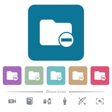 Remove directory flat icons on color rounded square backgrounds Stock Illustration