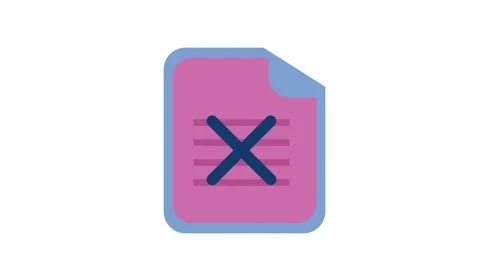 Remove File and Delete Document Icon animation. Incorrect and Wrong Symbol Stock Footage 304094573