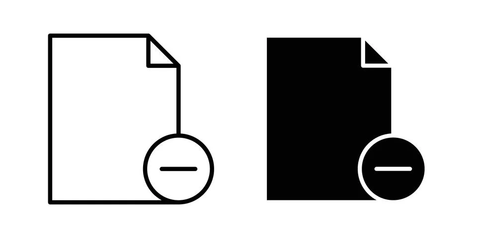 Remove file icon logo. Outline style icons with flat versions Stock Illustration