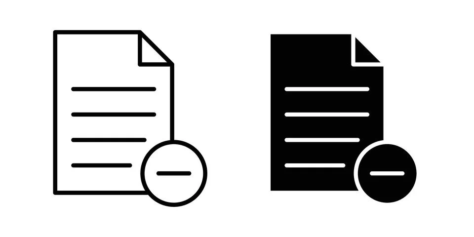 Remove file icon thin line and clipart style vector set Stock Illustration