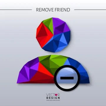 Remove friend - social icon in polygon style. Vector. Stock Illustration