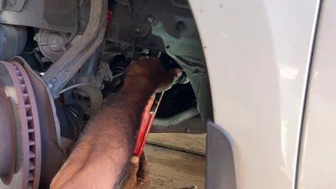 Remove Front Inner Tie Rod End Auto Mechanic Repair Fixing Car Stock Footage 295570252