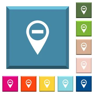 Remove GPS map location white icons on edged square buttons Stock Illustration