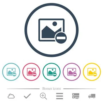 Remove image flat color icons in round outlines Stock Illustration