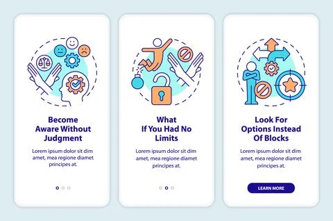 Remove limits from high level mindset onboarding mobile app screen 库存插图