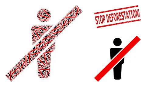 Remove Man Mosaic of Remove Man Icons and Scratched Stop Deforestation! Seal Illustrazione stock