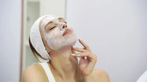 Remove mascara. Face massage at luxury spa salon. Doctor hand. Female patient Stock Footage 278254456