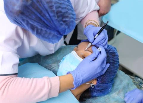 Remove microblasting old makeup. Stock Photos