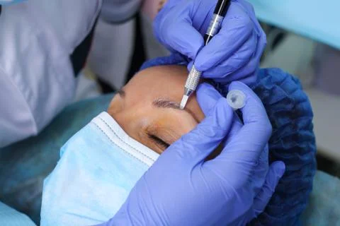 Remove microblasting old makeup. Stock Photos