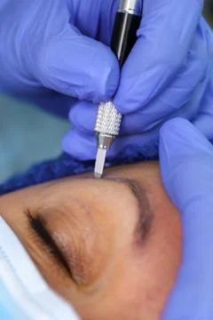 Remove microblasting old makeup. Stock Photos