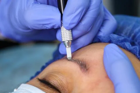 Remove microblasting old makeup. Stock Photos